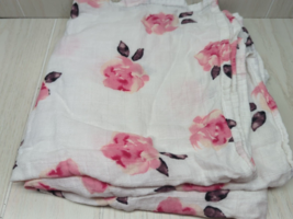 Kids N&#39; Such Baby Blanket Muslin pink flowers floral bamboo cotton blend - £19.56 GBP