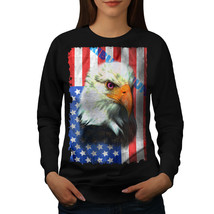 Wellcoda Eagle Of Freedom Flag USA Womens Sweatshirt, USA Casual Pullover Jumper - £22.91 GBP+