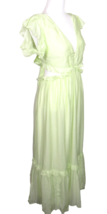 H&amp;M Size Small Lime Ruffled Cut Out Flowy V Neck Tie Back Maxi Dress - £58.73 GBP