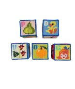 Needlepoint Alphabet Blocks Boxes w Jingle Bell Inside Set of 5 Learning... - $56.87 CAD