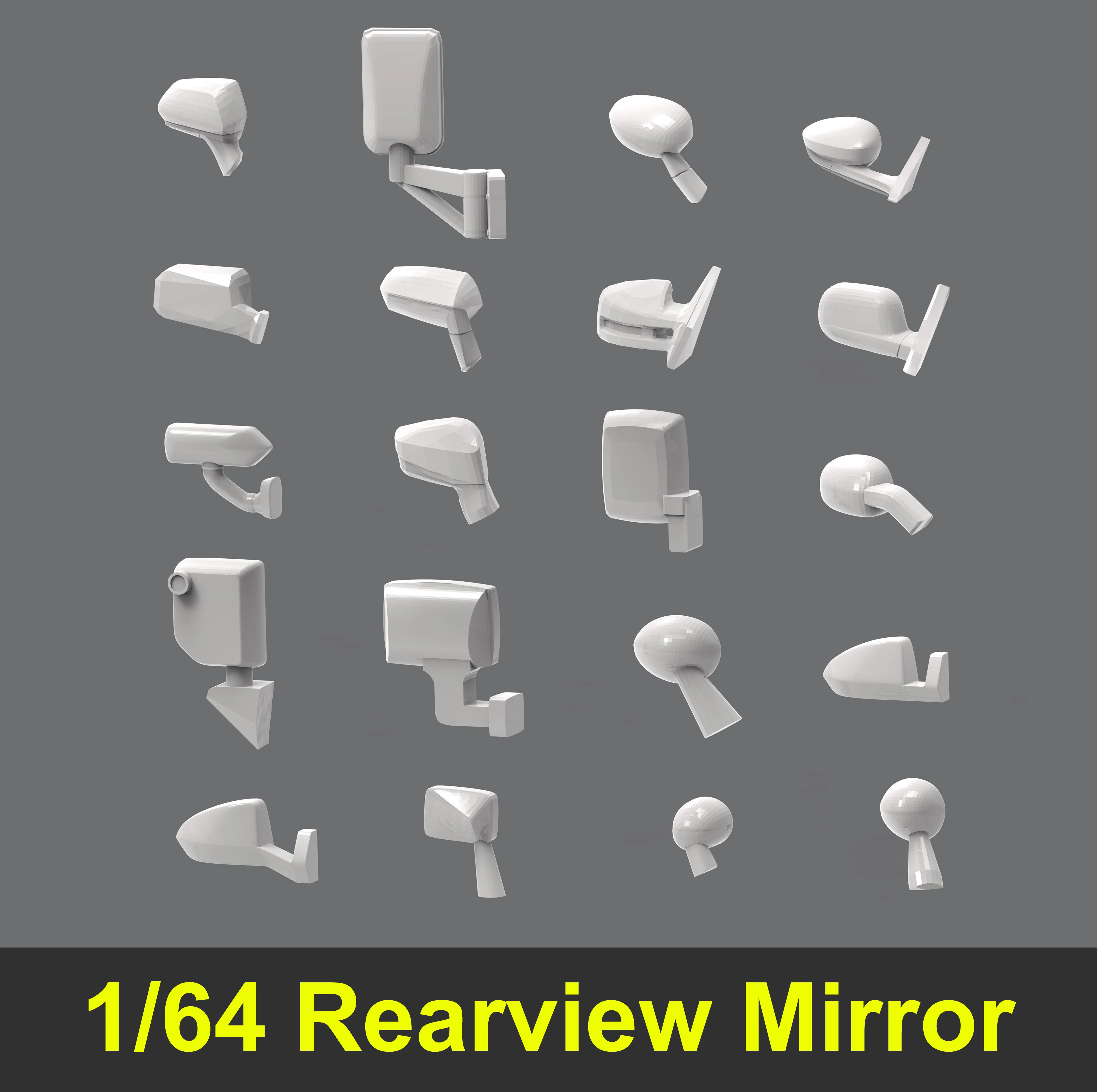 1/64 Model Car Rearview Mirror Reverse Mirror Black Uncolored Universal - £7.76 GBP+