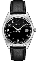 Seiko Essentials Black Leather Men Watch SUR461 - £151.15 GBP