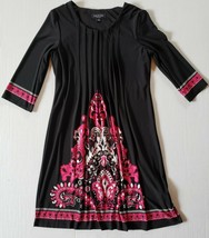 Perceptions New York Classic Black Pink Paisley Bandanna Pleated Dress Size 8 - £12.14 GBP