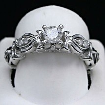 1/2 KT Diamanti Finti Fidanzamento Antico Vintage Anello 925 Argento Sterling - £87.75 GBP