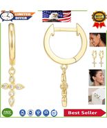 Dazzling 14K Gold Cross Stud Earrings with Sterling Silver Posts - Eco-F... - $572.17 MXN