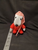 Whitman&#39;s Candy SNOOPY Peanuts Red Pajamas Striped Cap Plush Stuffed Animal 6&quot; - £5.57 GBP