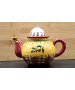 Vtg Sakura Debbie Mumm Hand Painted Christmas Teapot Colorful - $35.00 CAD
