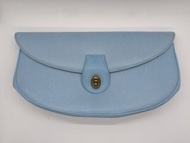  Unique Vintage Blue Leather Clutch Bag 90s Y2K  Medium Clutch - £36.14 GBP