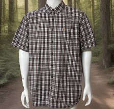 Carhartt Short Sleeve Shirt Mens XL Tall Brown Red Plaid Essential Workwear - $310.72 MXN