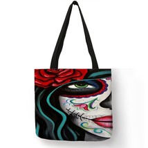 Personalized  Princess Women Tote Bags With Skeleton Print Reusable Shopping Bag - £11.46 GBP