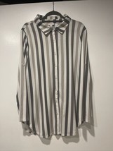 LULAROE LLR SIZE LARGE BUTTON UP TAUPE AND TAN STRIPES #546 - £19.36 GBP