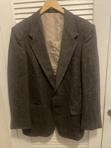 Men’s Blazer Jacket Size 44L 2 Button Farah Gray Herringbone - $54.00