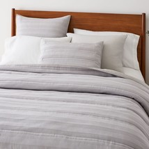 West Elm Dobby Ladder Frost Gray Organic Cotton 2-PC King Shams - $40.00