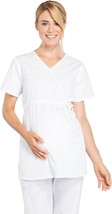 Cherokee Workwear Women&#39;s Size Medium Maternity Mock Wrap Scrub Top WW685 White - £17.58 GBP