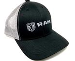 RAM Trucks Logo Black &amp; Grey Mesh Trucker Curved Bill Adjustable Snapbac... - £11.70 GBP