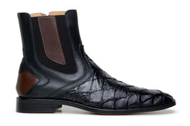Belvedere Lima Genuine Pirarucu Skin Pebble Grain Calf Chukka Boot Black image 2