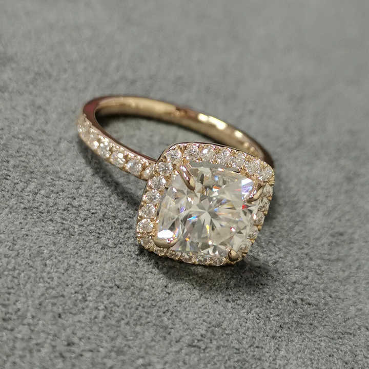 4CT Cushion Moissanite Engagement Ring 925 Silver Half Eternity Engagement Ring  Item image 5