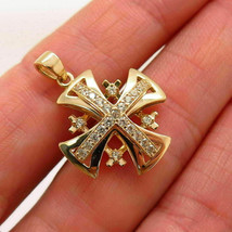 2.00 Ct Round Cut Lab-Created Diamond Cross Pendant 14K Yellow Gold Plated - £109.11 GBP