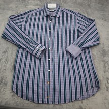Thomas Dean Shirt Mens XXL Purple Blue Green Plaid Stripes Long Sleeve Top - £20.25 GBP