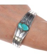 7&quot; 1940&#39;s Navajo silver Blue Gem turquoise cuff bracelet - $1,282.05