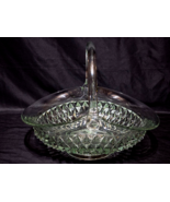 Vintage TIARA 10&quot; x 13&quot; Glass Basket DIAMOND POINT Applied Handle Is Mar... - $40.57 CAD