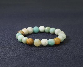 Round Faceted Amazonite Stretchy Bracelet, Sku#EF113 - $5.00+