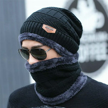 hot selling 2pcs ski cap and scarf cold warm leather winter hat for women men  h - £111.65 GBP