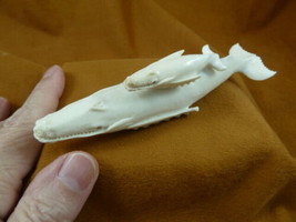 Whale-w50 Humpback Mama + baby Whales shed ANTLER figurine Bali detailed... - £108.37 GBP
