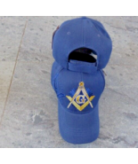 12 Pack Freemason Baseball Cap Blue Hat Gold Square Masonic Symbols Comp... - £76.45 GBP
