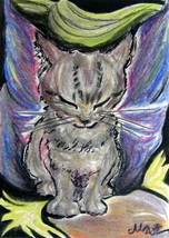 Sleeping Napping CAT Pet Portrait Original Sketch Card Art Drawing PSC ACEO Maia - £19.97 GBP