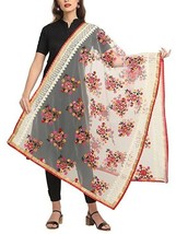 Women Fancy Phulkari Dupatta Heavy net embroidery for Girls 2.2x1Mt White Bunch - £26.85 GBP