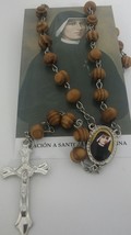 Santa Maria Faustina Rosario de madera con Oracion Saint Mary Faustine Rosary - £10.89 GBP