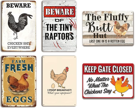 Metal Signs Chicken Signs Funny Chicken Coop Decor, Farm Sign for Home Kitchen O - $38.51