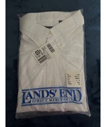 Lands End Men’s Size Tall 20- 36 White Oxford Button Up Casual Shirt Cotton - $24.36