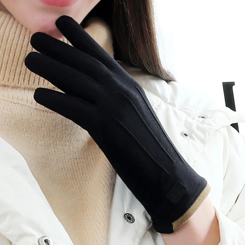 Autumn And Winter Touch Screen Gloves Women&#39;s Single Warm Student  De Velvet Glo - £71.86 GBP