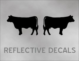 Reflective Decal Sticker 2X Hereford cattle COW for farm truck or trailer BK - £13.50 GBP