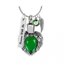 Emerald Crystal Heart Ash Urn - Love Charms™ Option - £23.59 GBP