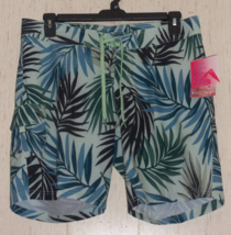 Nwt Womens $38 Kanu Surf Upf 50+ Quick Dry Bali Green Print Board Short Size 12 - £18.82 GBP