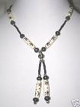 NIGHT SKY STAR BURST DESIGN BISON BONE BEADS BROWN &amp; NATURAL BONE NECKLACE - $8.39 CAD