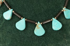 Custom Artisan Sterling Silver 925 Jewelry Turquoise Pendant Glass Bead Necklace - £35.67 GBP