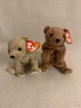 TY Beanie Babies, Set of 2, Almond and Pecan Bears, RARE - £19.73 GBP