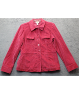 Talbots Jacket Womens Petite 8 Pink Stretch Chest Pockets Collared Butto... - $23.05