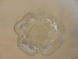 Small Hexagon Shaped Cut Glass Candy Dish Starburst, Raised Ribs On Sides - $45.00
