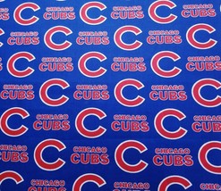 Chicago Cubs Cotton Fabric, 100% Cotton Fabric, Vtg Design Dated 2015, 12.5 x 43 - £4.58 GBP