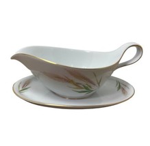 Treasure Chest Gravy Boat with Attached Underplate Wheat Bavaria Germany - £18.04 GBP