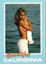 Beautiful California Girl Postcard Risque Blonde Ocean 1985 - £9.14 GBP