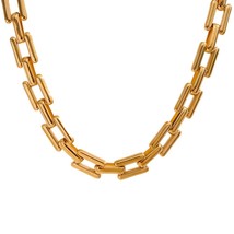 Yhpup New Stainless Steel Square Cuban Link Chain Golden Necklace Bracelet Fashi - £25.62 GBP