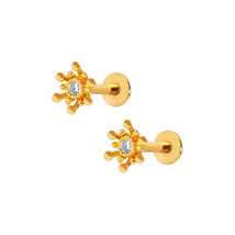 Starburst Labret Piercing Barbell Flat Back Earrings Sleeper Earrings - $39.90