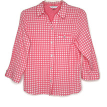 Allison Daley Womens Blouse Size 8P Button Front 3/4 Sleeve Pink Check V... - £10.34 GBP