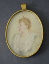 Lovely rare miniature by Richard Curzon Poultney,1897, in large pendant, 3.5 by - £355.57 GBP